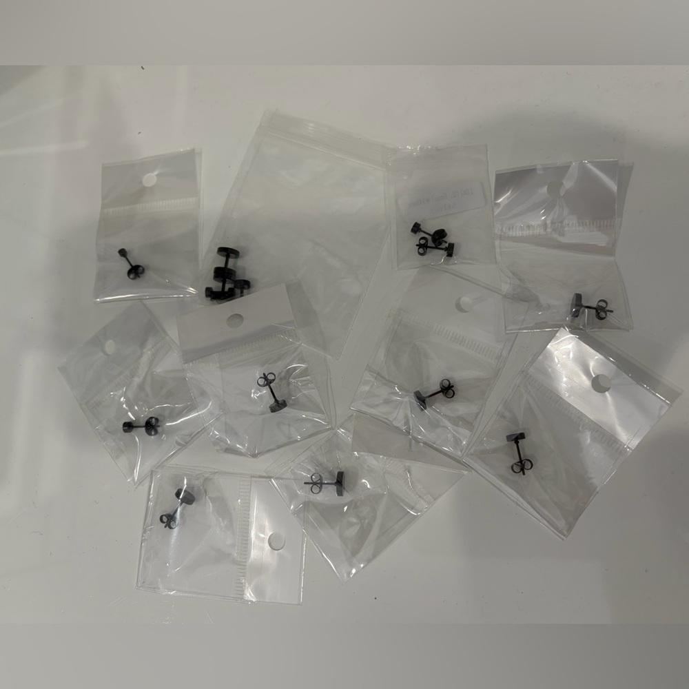 Black Stainless Steel Stud Earrings - Multiple Pairs